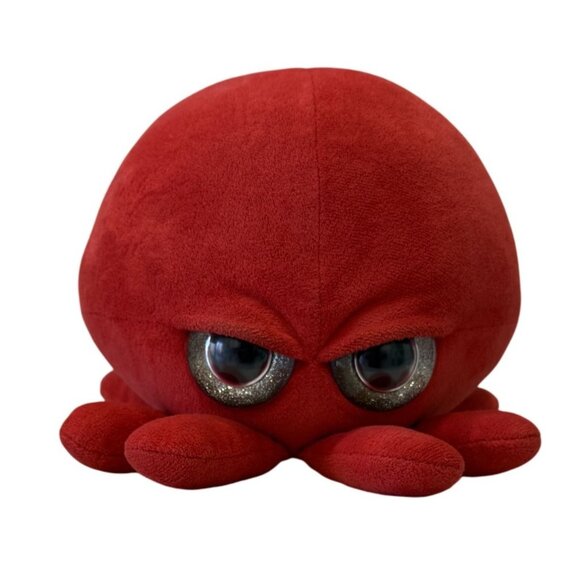 Angry Red Octopus Stuffed Animal Toy With Glitter Eyes 9" - Picture 2 of 7